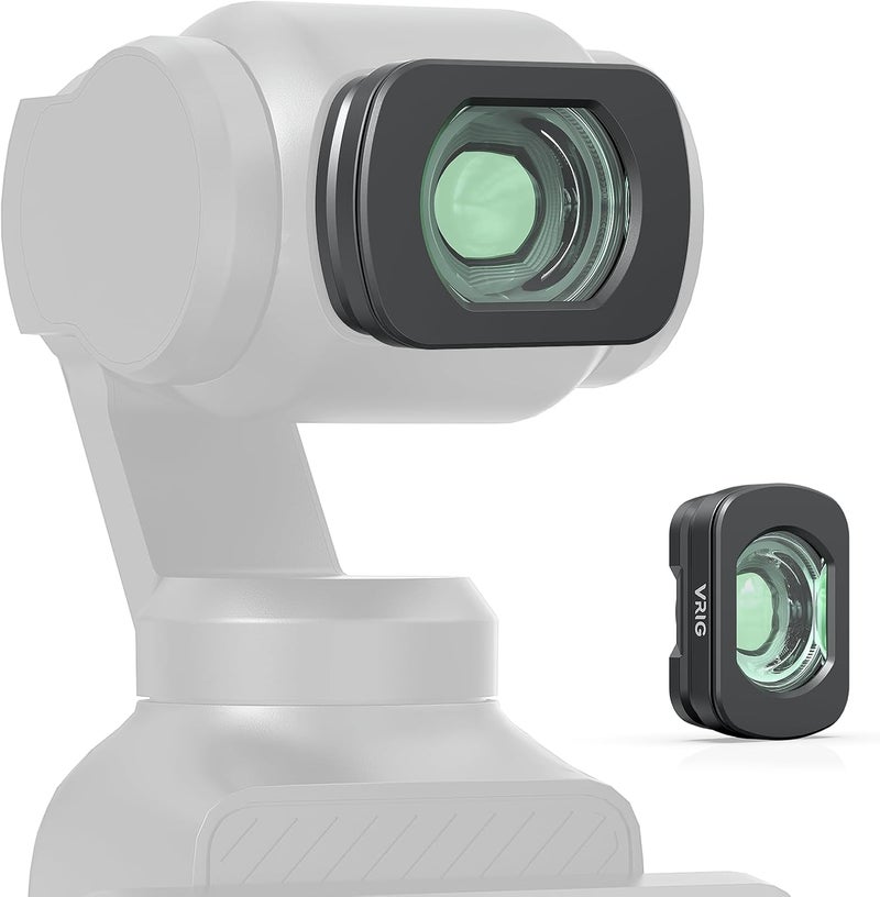 VRIG Wide Angle Lens Compatible with DJI Osmo Pocket 3, Expanded FOV of 112°, Magnetic Attach Double-Sided Coated Optical Glass Action Camera Lens (FT-06 Wide Angle Lens) - Image 1